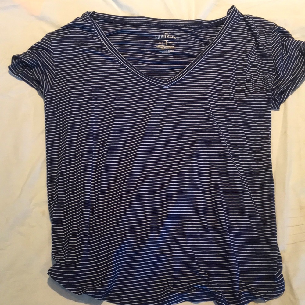 American Eagle Blue Striped V-neck